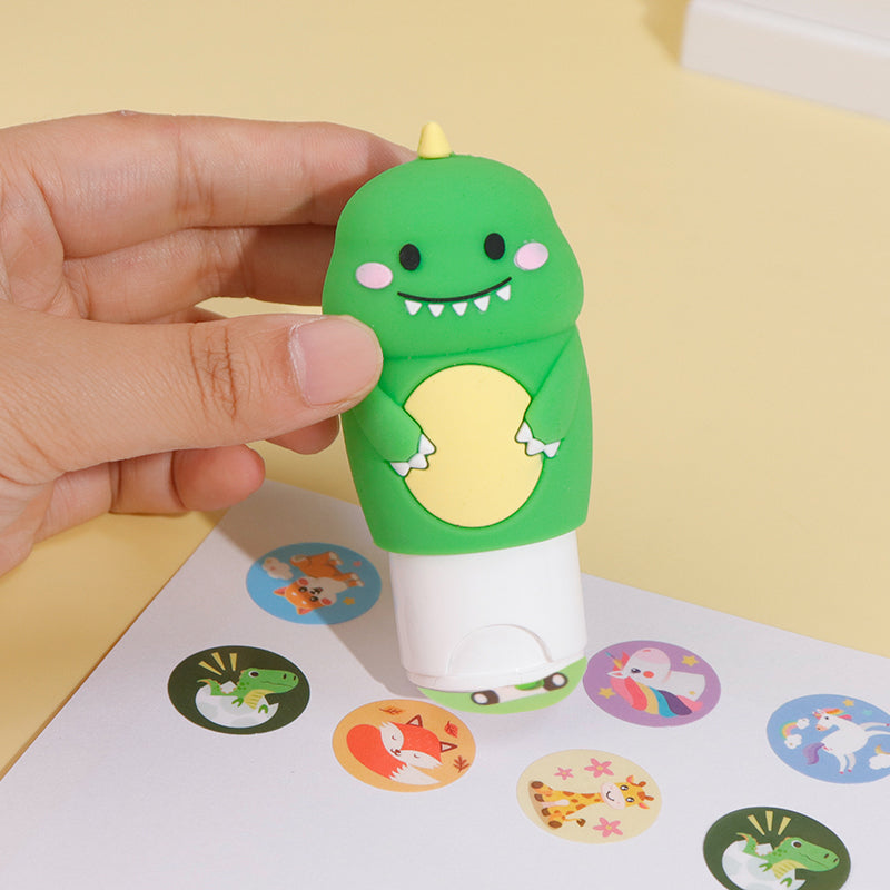 3D Silicone Cartoon Stamps for Kids - Motivational Reward Stickers - Dinosaur Animal Character Stampers - Teacher Classroom Prize
