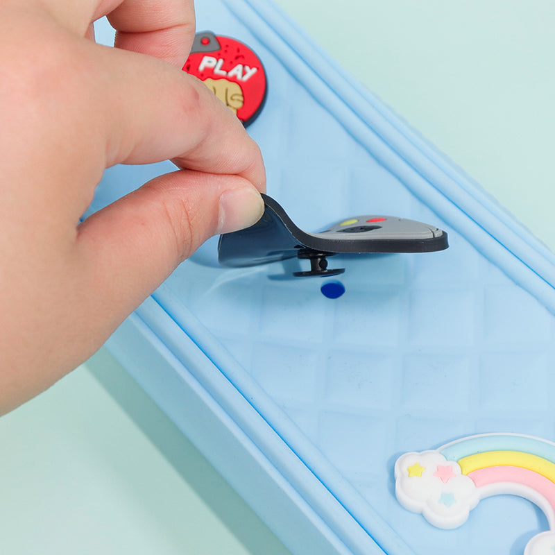 Cute Quilted Silicone DIY Pencil Case – Large Capacity School Stationery Box
