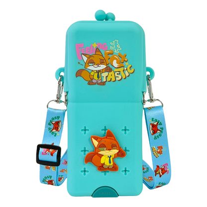 Disney Licensed Zootopia Judy & Nick Silicone Crossbody Bag | Multi-functional Student Pencil Case & Phone Pouch