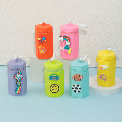 3D Hexagon Silicone Zipper Pouch, DIY Mini Storage Bag, Cute Portable Case for Coins, Earbuds & Small Accessories