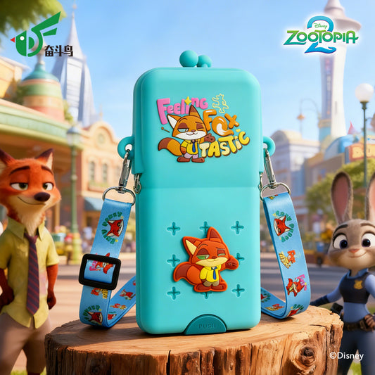 Disney Licensed Zootopia Judy & Nick Silicone Crossbody Bag | Multi-functional Student Pencil Case & Phone Pouch