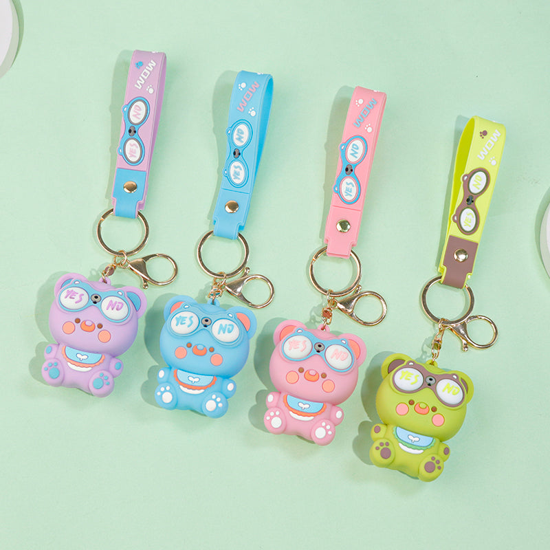 Cute Pop-Eye Bear Squishy Keychain – Funny Stress-Relief Toy & Bag Charm