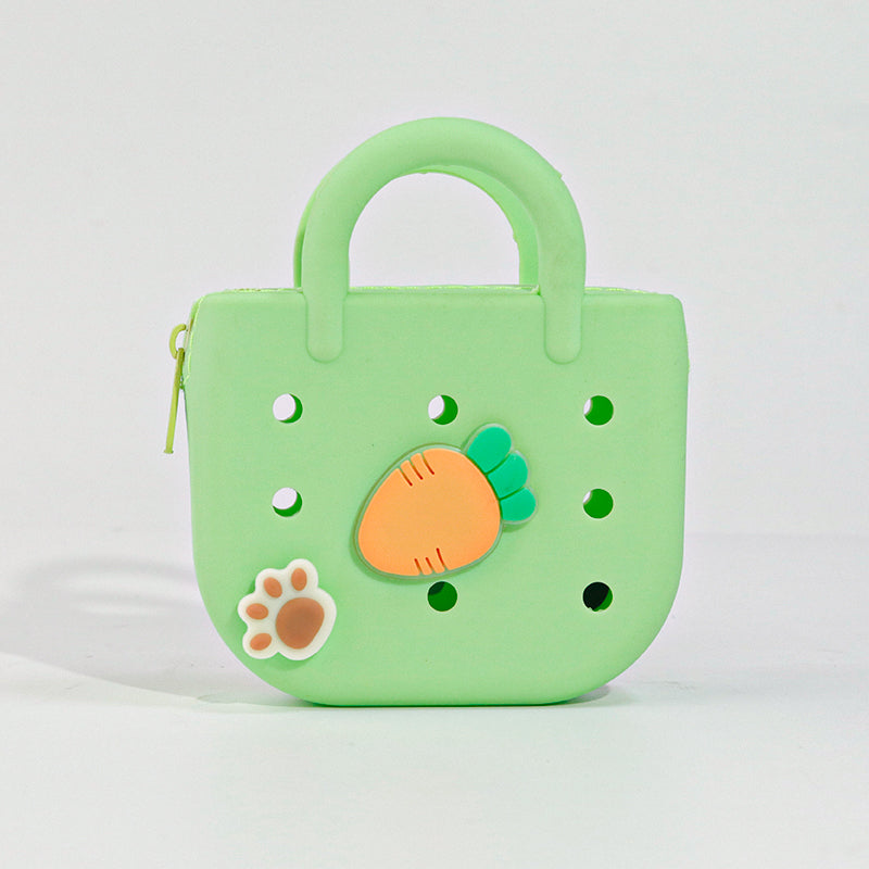 Custom Color-Block DIY Silicone Tote — Phone Storage & Beach Bag | Direct Silicone Bag Manufacturer