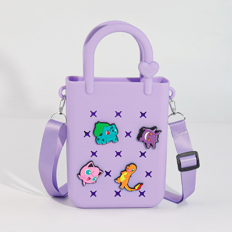Trendy Color-Block DIY Silicone Crossbody Tote – Phone Organizer & Beach Vacation Bag