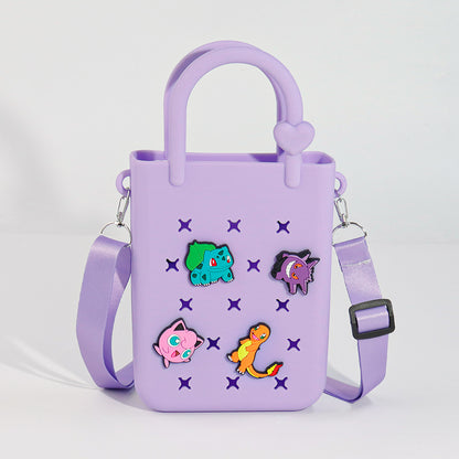 Trendy Color-Block DIY Silicone Crossbody Tote – Phone Organizer & Beach Vacation Bag