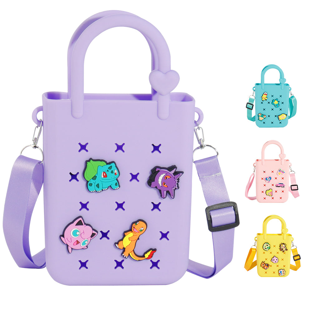 Trendy Color-Block DIY Silicone Crossbody Tote – Phone Organizer & Beach Vacation Bag