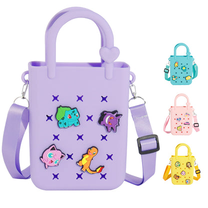 Trendy Color-Block DIY Silicone Crossbody Tote – Phone Organizer & Beach Vacation Bag