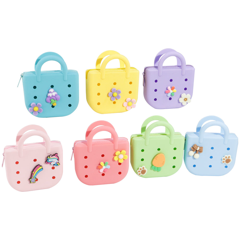 Custom Color-Block DIY Silicone Tote — Phone Storage & Beach Bag | Direct Silicone Bag Manufacturer