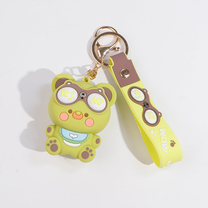 Cute Pop-Eye Bear Squishy Keychain – Funny Stress-Relief Toy & Bag Charm