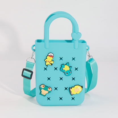 Trendy Color-Block DIY Silicone Crossbody Tote – Phone Organizer & Beach Vacation Bag