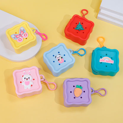 DIY Silicone Square Coin Purse for Kids, Candy Color Mini Pouch, Cute Punch-Hole Design Bag, Earbuds Cable Organizer, Small Travel Storage Case