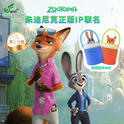Official Disney Licensed Zootopia Donut Silicone Storage Bag, Portable Cartoon Kids Handbag