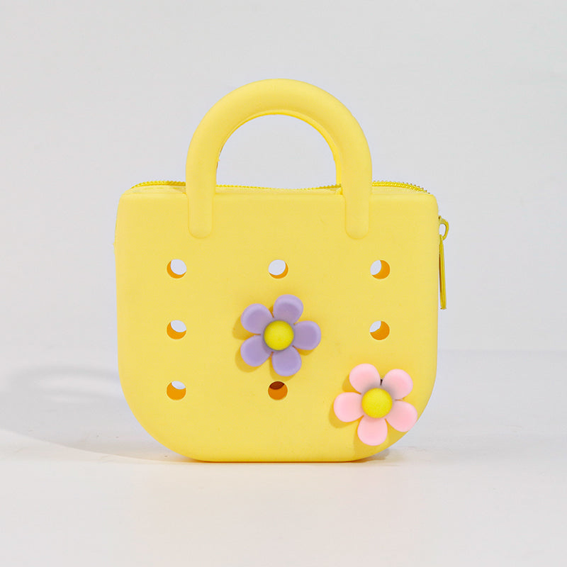 Custom Color-Block DIY Silicone Tote — Phone Storage & Beach Bag | Direct Silicone Bag Manufacturer
