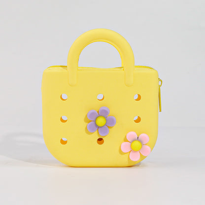 Custom Color-Block DIY Silicone Tote — Phone Storage & Beach Bag | Direct Silicone Bag Manufacturer