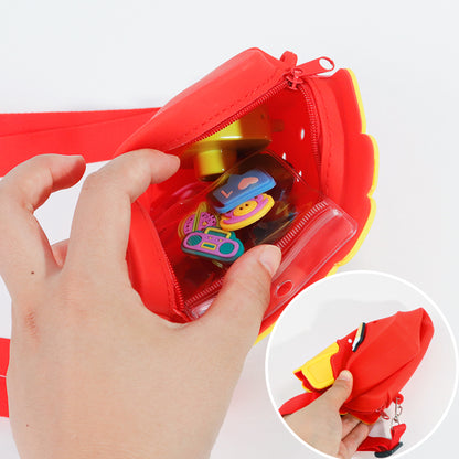 Custom Fake-Food DIY Silicone Punch-Hole Bag | Cute French Fries & Burger Crossbody | Cartoon Kids Handbag | Factory Direct Wholesale