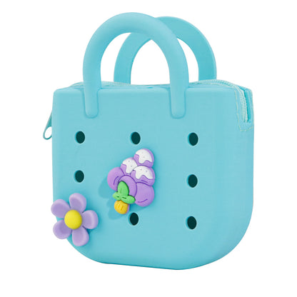 Custom Color-Block DIY Silicone Tote — Phone Storage & Beach Bag | Direct Silicone Bag Manufacturer