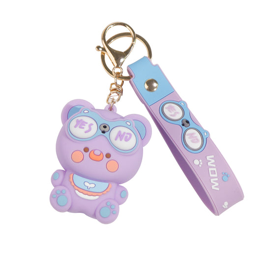 Cute Pop-Eye Bear Squishy Keychain – Funny Stress-Relief Toy & Bag Charm