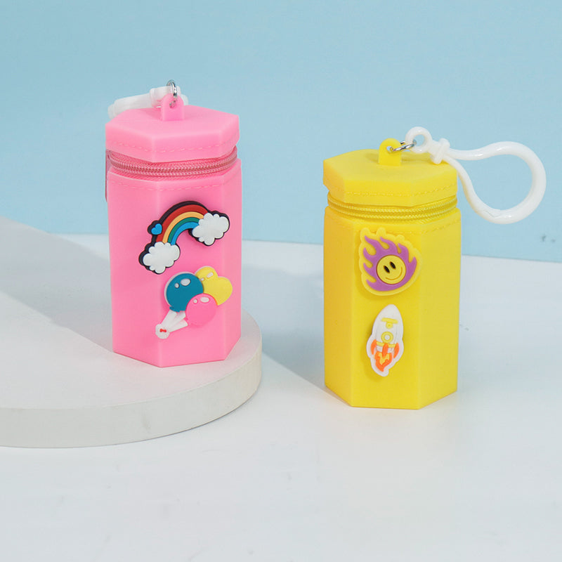 3D Hexagon Silicone Zipper Pouch, DIY Mini Storage Bag, Cute Portable Case for Coins, Earbuds & Small Accessories