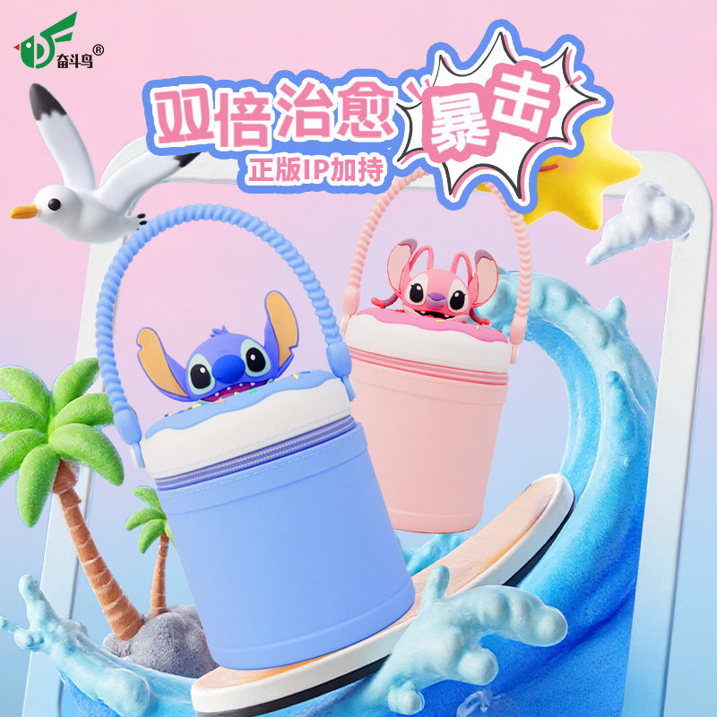 Official Disney Licensed Stitch & Angel Donut Silicone Storage Bag, Cute Mini Handbag for Girls