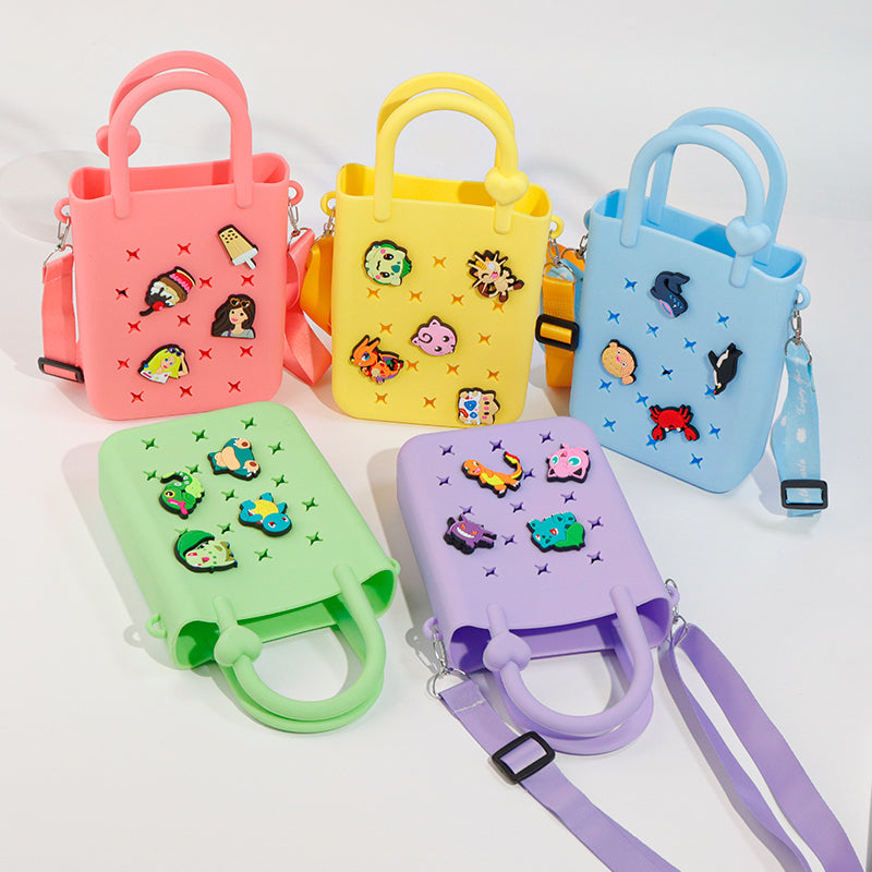 Trendy Color-Block DIY Silicone Crossbody Tote – Phone Organizer & Beach Vacation Bag