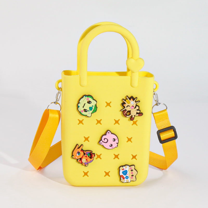 Trendy Color-Block DIY Silicone Crossbody Tote – Phone Organizer & Beach Vacation Bag