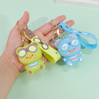 Cute Pop-Eye Bear Squishy Keychain – Funny Stress-Relief Toy & Bag Charm