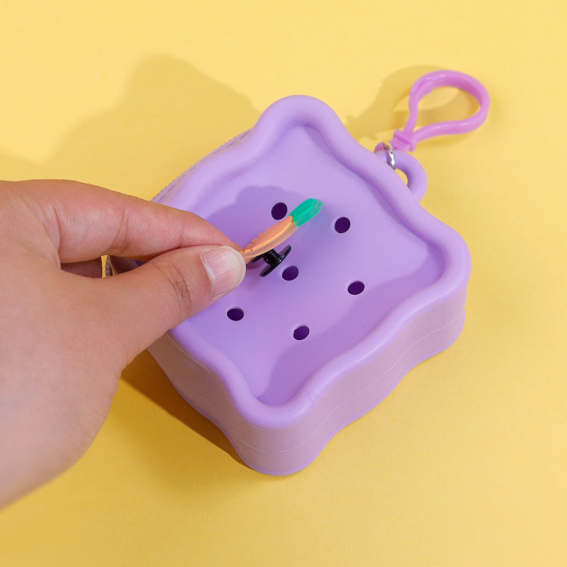 DIY Silicone Square Coin Purse for Kids, Candy Color Mini Pouch, Cute Punch-Hole Design Bag, Earbuds Cable Organizer, Small Travel Storage Case