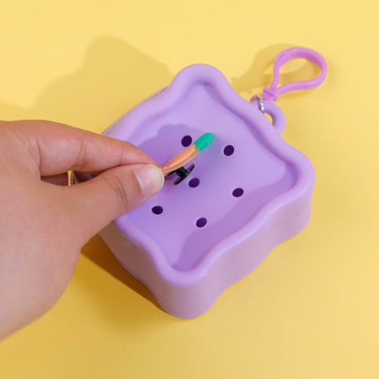 DIY Silicone Square Coin Purse for Kids, Candy Color Mini Pouch, Cute Punch-Hole Design Bag, Earbuds Cable Organizer, Small Travel Storage Case