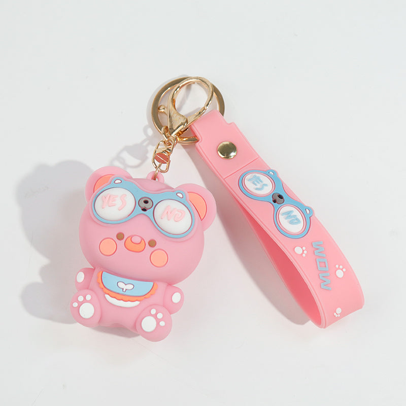 Cute Pop-Eye Bear Squishy Keychain – Funny Stress-Relief Toy & Bag Charm