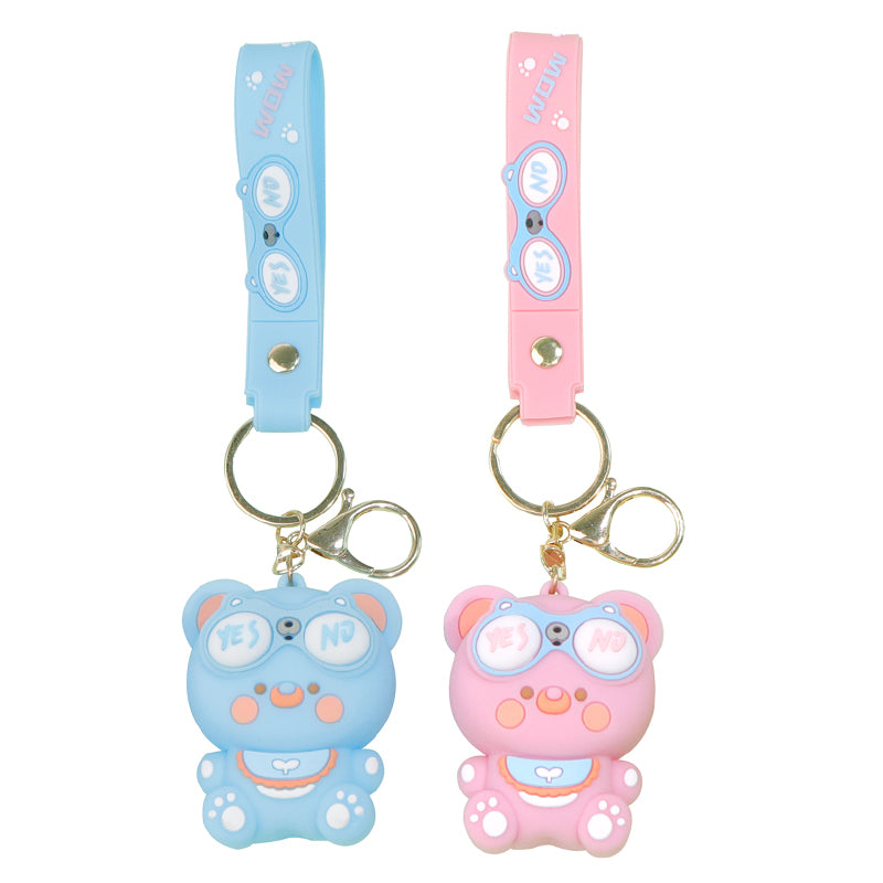 Cute Pop-Eye Bear Squishy Keychain – Funny Stress-Relief Toy & Bag Charm