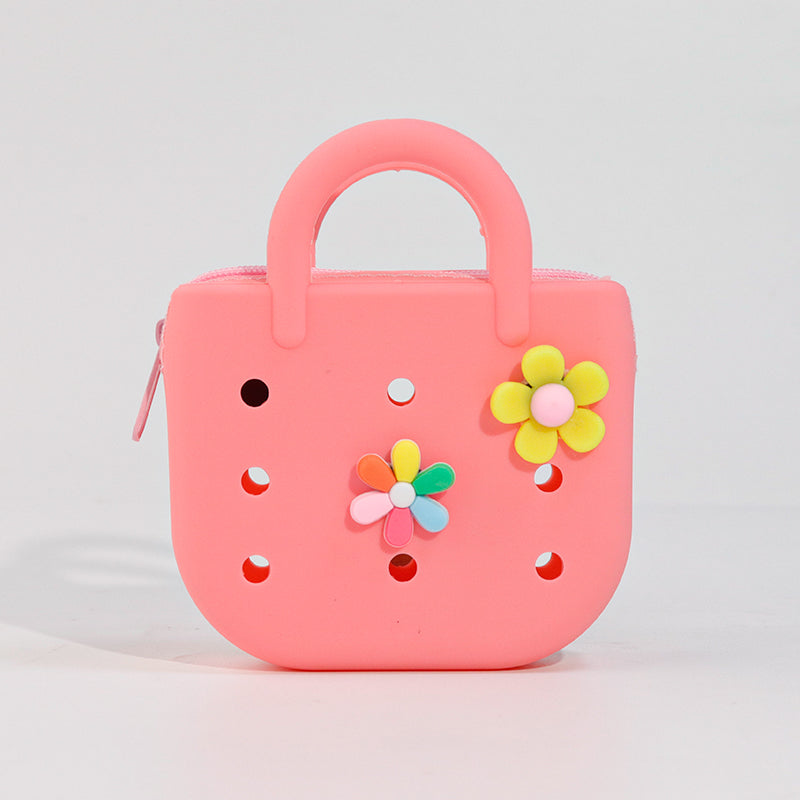 Custom Color-Block DIY Silicone Tote — Phone Storage & Beach Bag | Direct Silicone Bag Manufacturer