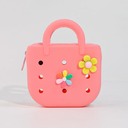 Custom Color-Block DIY Silicone Tote — Phone Storage & Beach Bag | Direct Silicone Bag Manufacturer