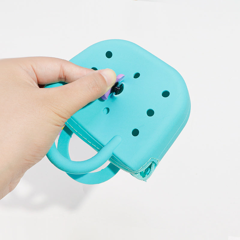 Custom Color-Block DIY Silicone Tote — Phone Storage & Beach Bag | Direct Silicone Bag Manufacturer