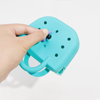 Custom Color-Block DIY Silicone Tote — Phone Storage & Beach Bag | Direct Silicone Bag Manufacturer