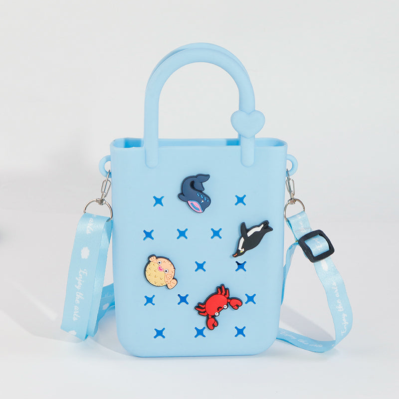 Trendy Color-Block DIY Silicone Crossbody Tote – Phone Organizer & Beach Vacation Bag