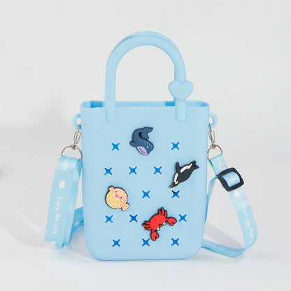 Trendy Color-Block DIY Silicone Crossbody Tote – Phone Organizer & Beach Vacation Bag