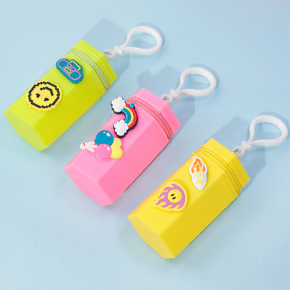 3D Hexagon Silicone Zipper Pouch, DIY Mini Storage Bag, Cute Portable Case for Coins, Earbuds & Small Accessories