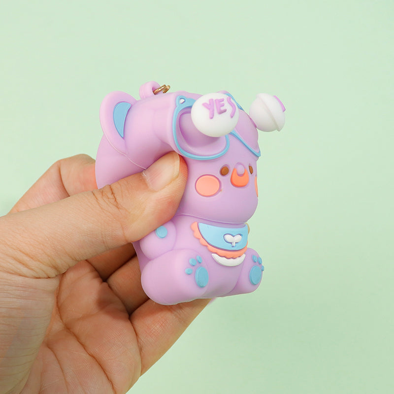 Cute Pop-Eye Bear Squishy Keychain – Funny Stress-Relief Toy & Bag Charm