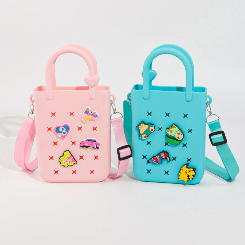 Trendy Color-Block DIY Silicone Crossbody Tote – Phone Organizer & Beach Vacation Bag