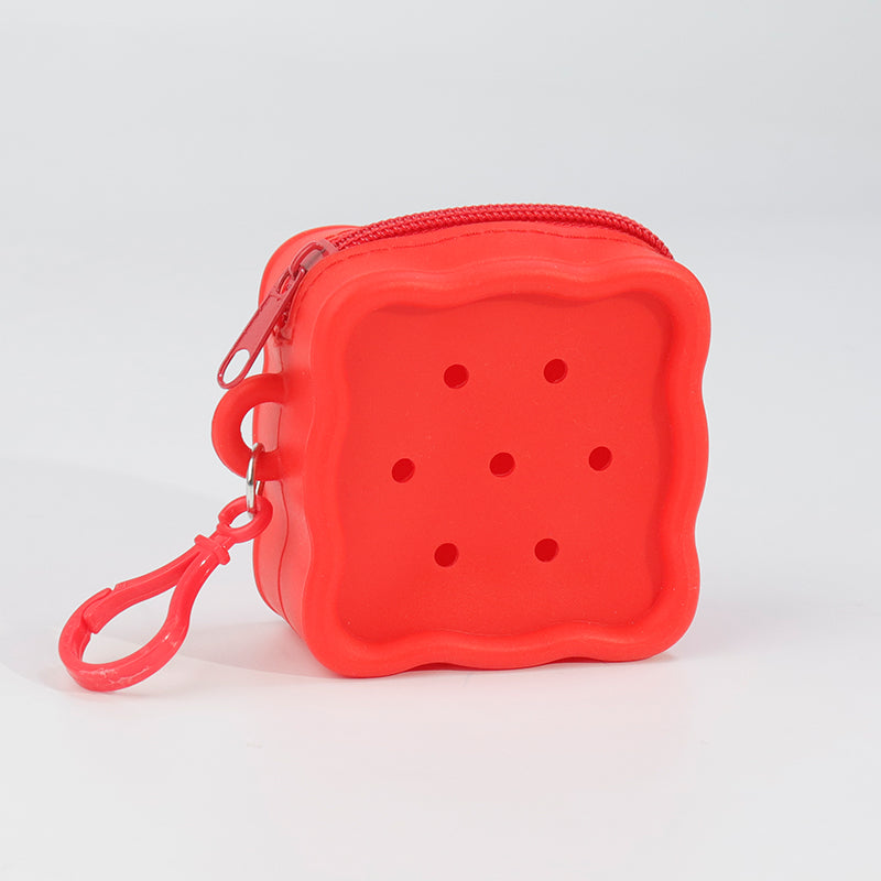 DIY Silicone Square Coin Purse for Kids, Candy Color Mini Pouch, Cute Punch-Hole Design Bag, Earbuds Cable Organizer, Small Travel Storage Case