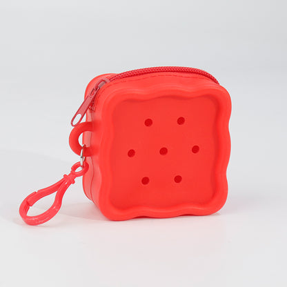 DIY Silicone Square Coin Purse for Kids, Candy Color Mini Pouch, Cute Punch-Hole Design Bag, Earbuds Cable Organizer, Small Travel Storage Case