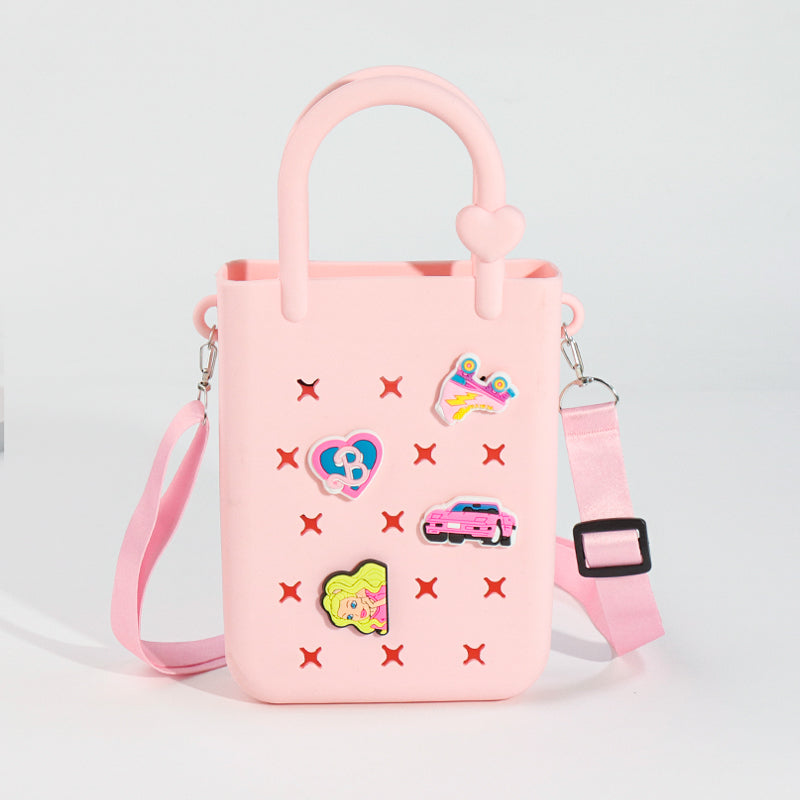 Trendy Color-Block DIY Silicone Crossbody Tote – Phone Organizer & Beach Vacation Bag