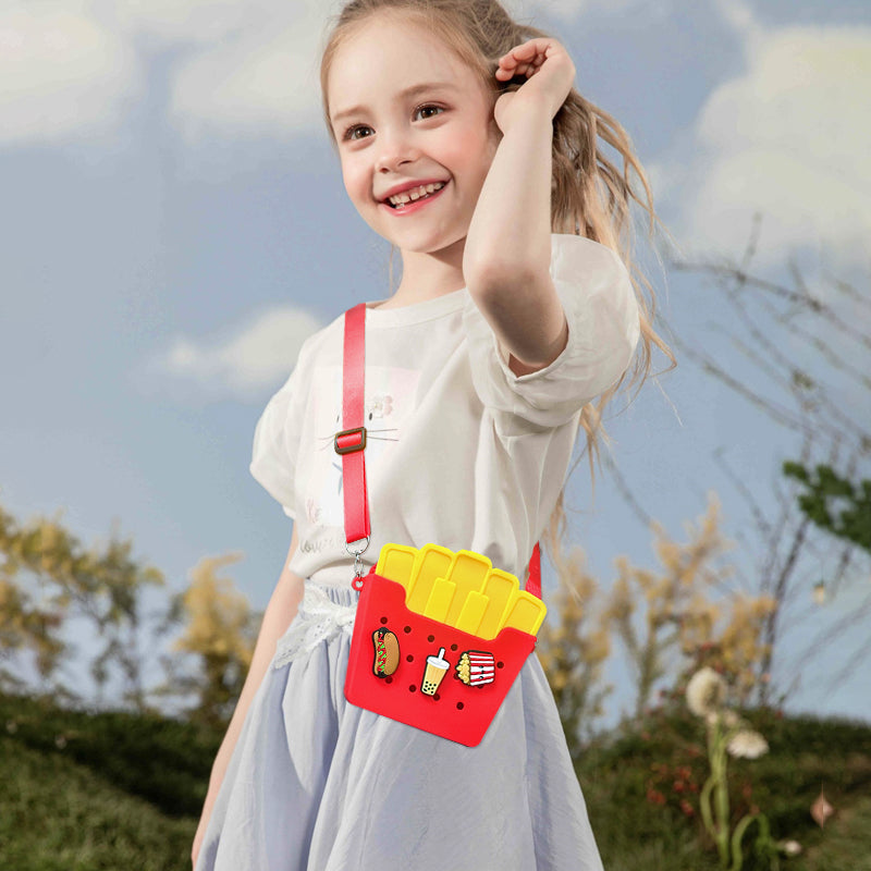 Custom Fake-Food DIY Silicone Punch-Hole Bag | Cute French Fries & Burger Crossbody | Cartoon Kids Handbag | Factory Direct Wholesale