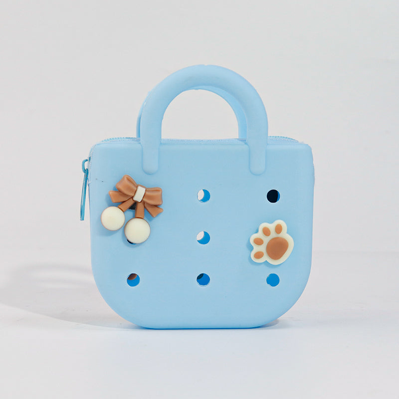 Custom Color-Block DIY Silicone Tote — Phone Storage & Beach Bag | Direct Silicone Bag Manufacturer
