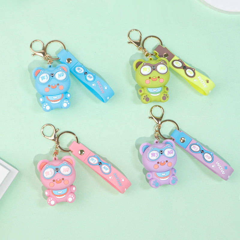 Cute Pop-Eye Bear Squishy Keychain – Funny Stress-Relief Toy & Bag Charm