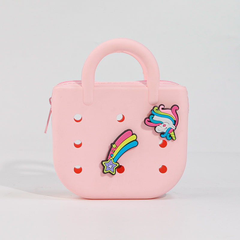 Custom Color-Block DIY Silicone Tote — Phone Storage & Beach Bag | Direct Silicone Bag Manufacturer