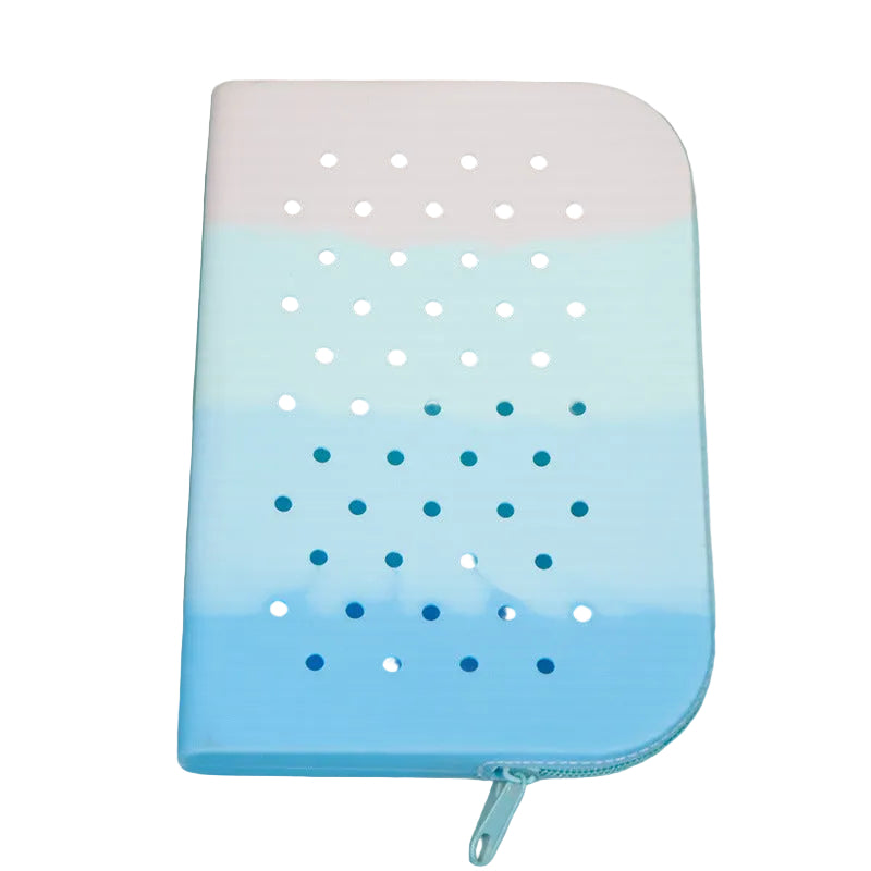 Blue Color-blocked Wide Student Pencil Case