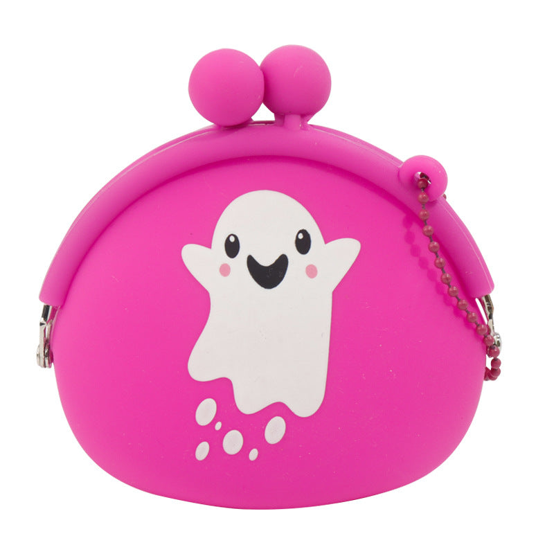 Halloween Mini Silicone Coin Purse - Funny Ghost Pumpkin Children's Coin and Earphone Storage Bag