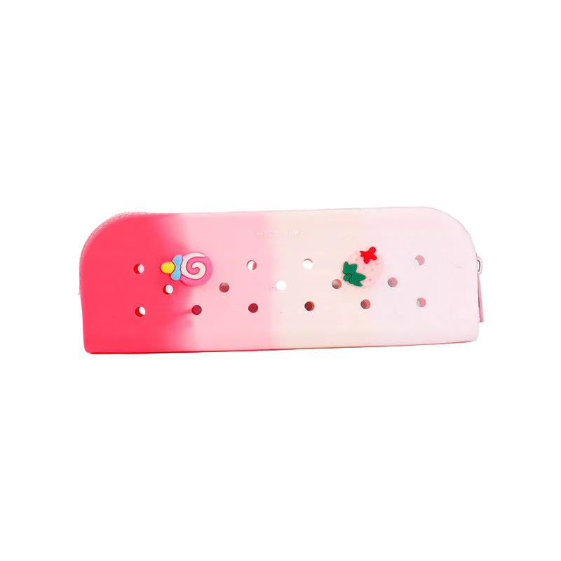 Pink Color-blocked Student Pencil Case