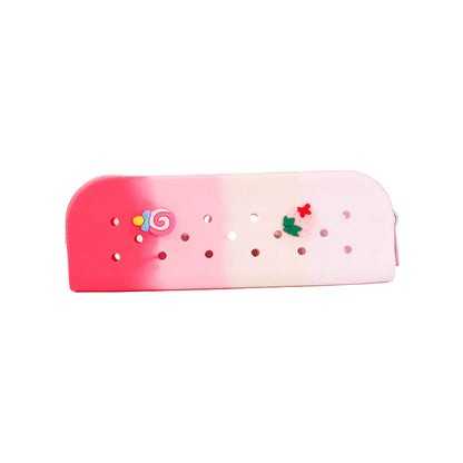Pink Color-blocked Student Pencil Case